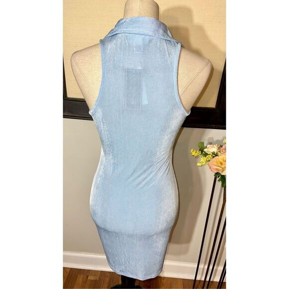Just Polly Ruched Dress Blue NWT- Medium - Picture 7 of 7